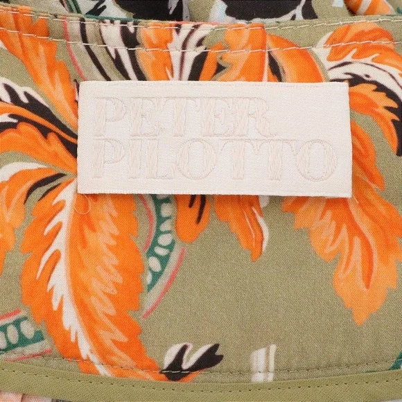 Peter Pilotto Khaki Cotton Floral Gathered Short Sleeve Dress US Size 8 - Picture 10 of 10